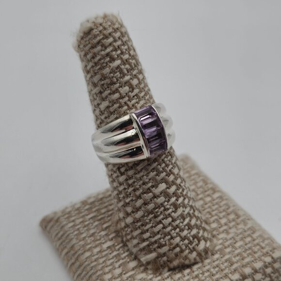 Size 7 Sterling Silver Multiple Amethyst Gemstones Ring A3521 - Picture 3 of 9